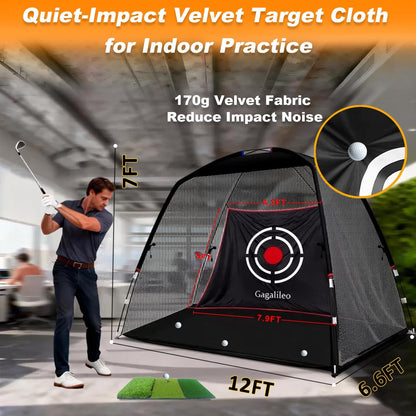 Golf Hitting Net for Backyard Driving 12X7Ft with Quiet Target