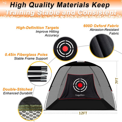 Golf Hitting Net for Backyard Driving 12X7Ft with Quiet Target