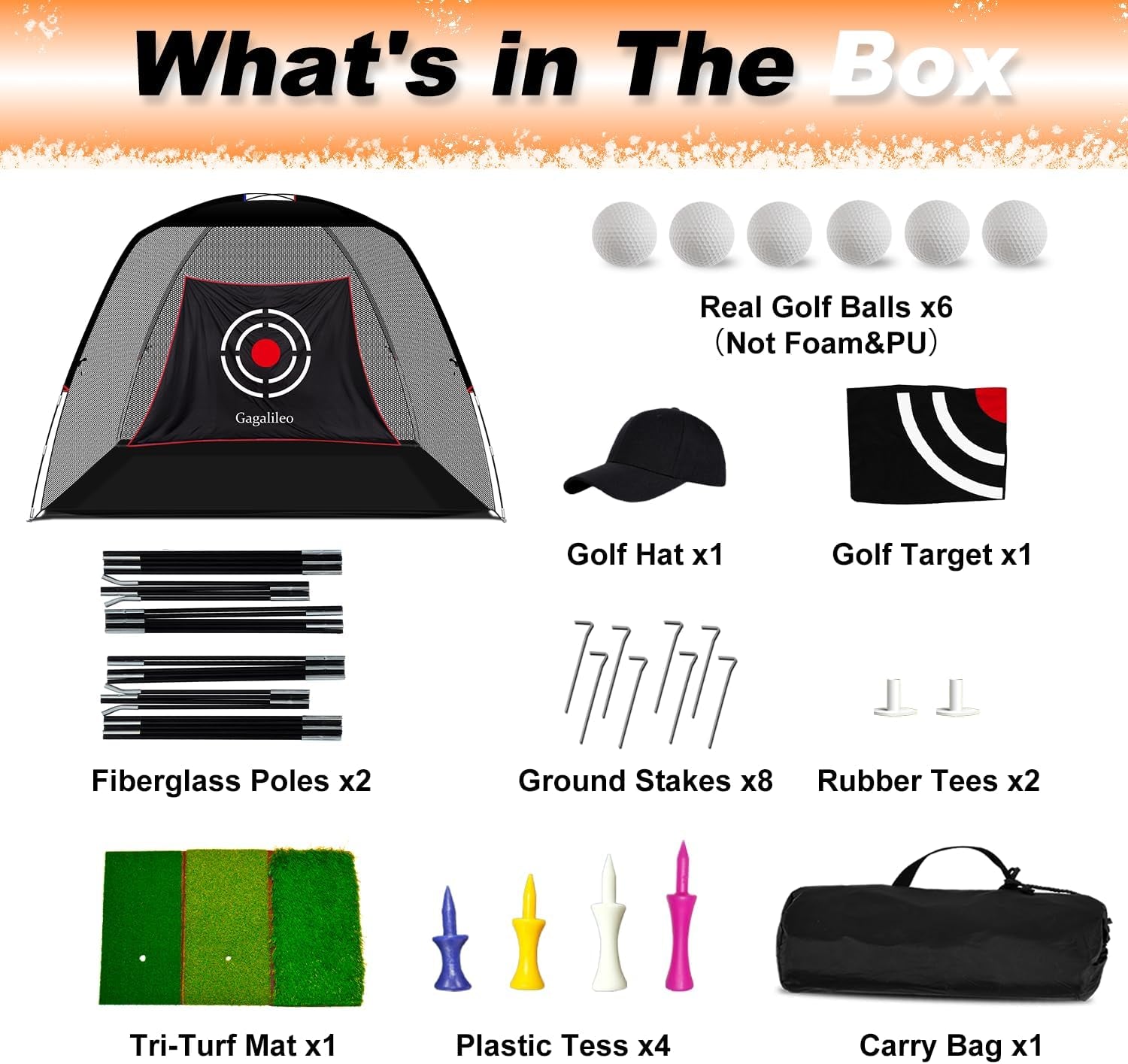 Golf Hitting Net for Backyard Driving 12X7Ft with Quiet Target