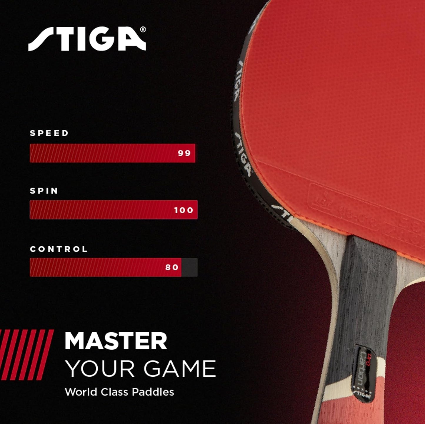 STIGA Pro Carbon + Raptor Performance-Level Table Tennis Rackets with Carbon Technology for Tournament Play - 7-Ply Blade with Flared Handles - 2Mm Sponge for Enhanced Control and Speed