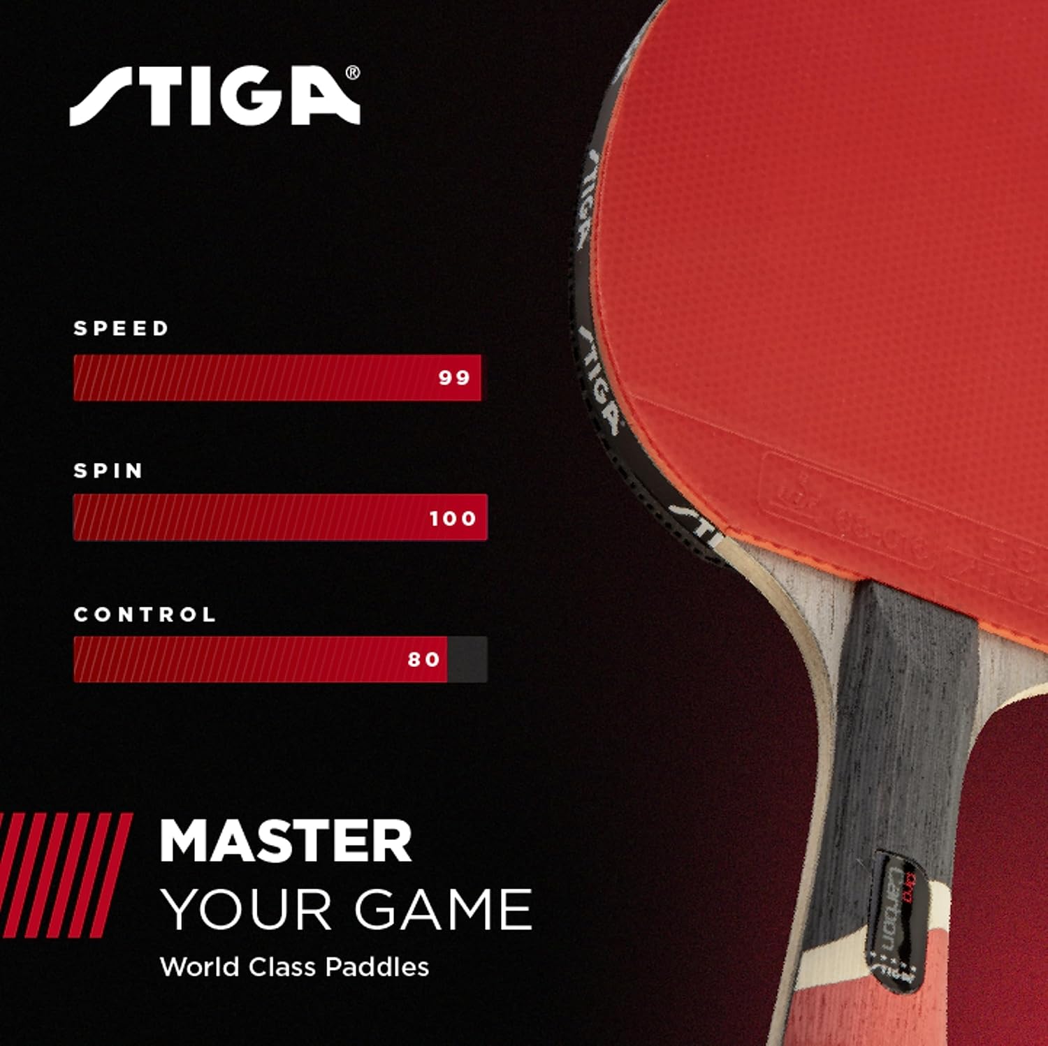 STIGA Pro Carbon + Raptor Performance-Level Table Tennis Rackets with Carbon Technology for Tournament Play - 7-Ply Blade with Flared Handles - 2Mm Sponge for Enhanced Control and Speed