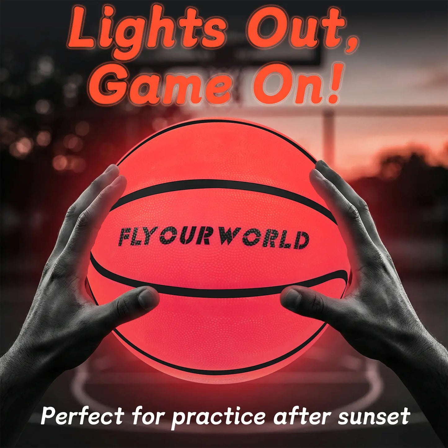 Light up LED Basketball, Glow in the Dark, Sizes 7 Light up Ball for Kids, Teens & Adults, Red Glow for Outdoor Games, Sports, Birthday Gifts Ideas for Boys