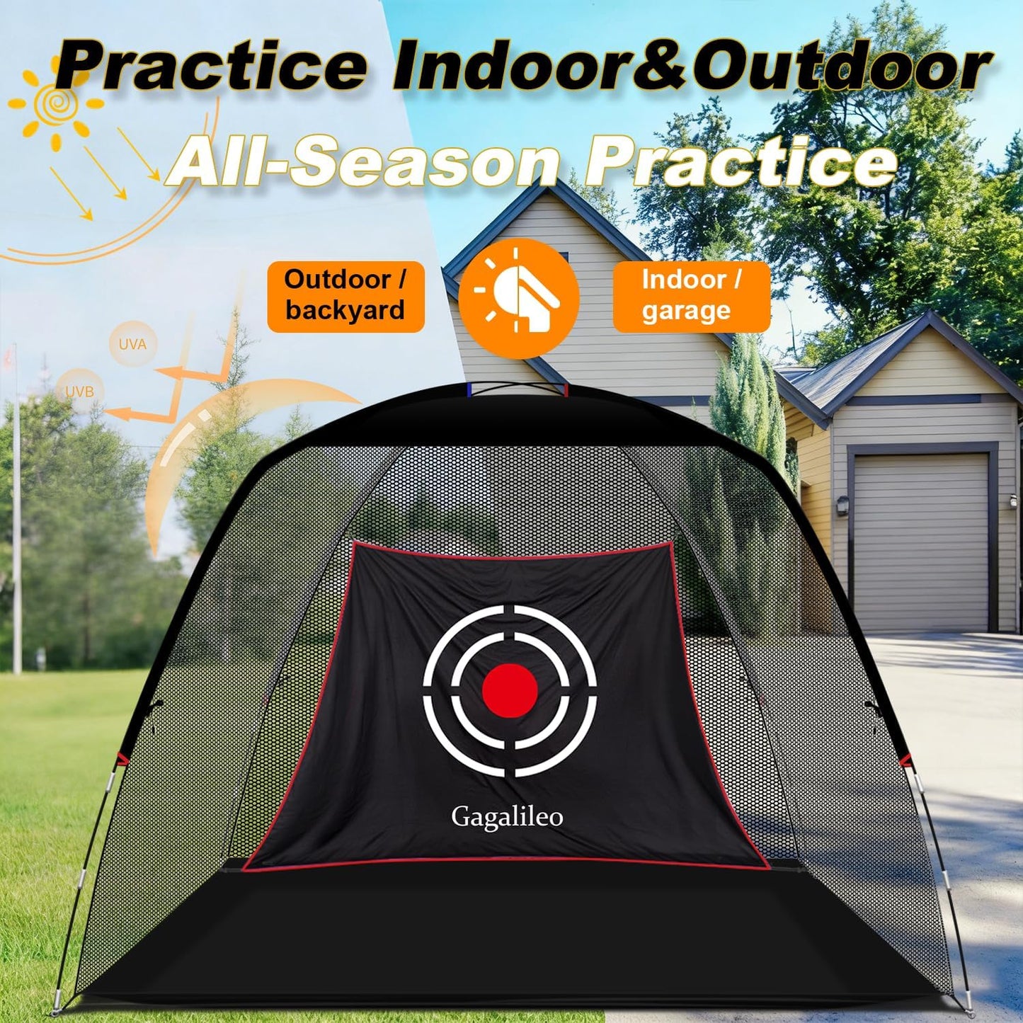 Golf Hitting Net for Backyard Driving 12X7Ft with Quiet Target